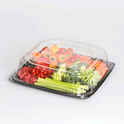25/Case 16" L x 16" W x 3." H Sabert UltraStack Thermoformed Catering Tray Lid 