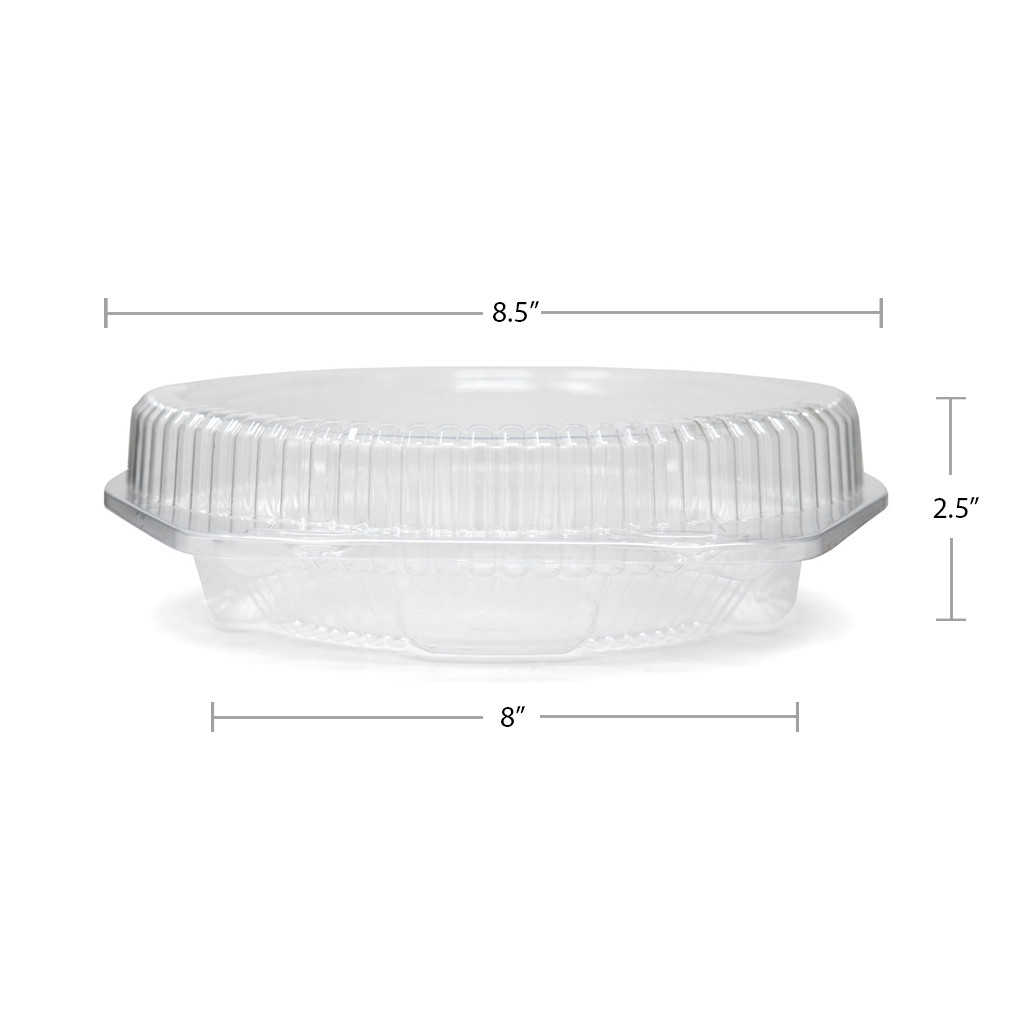 100 per case DFI LBH991-9 Clear Round Plastic Hinged Pie Container 