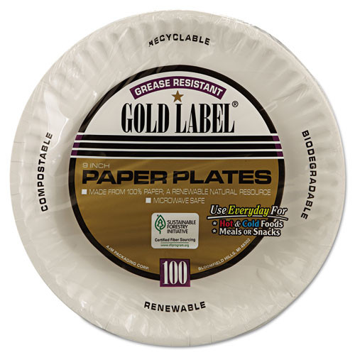 YouMeBest Disposable Paper Plates Foil Gold Chevron Round Paper Plates 9-Inch 32pcs 